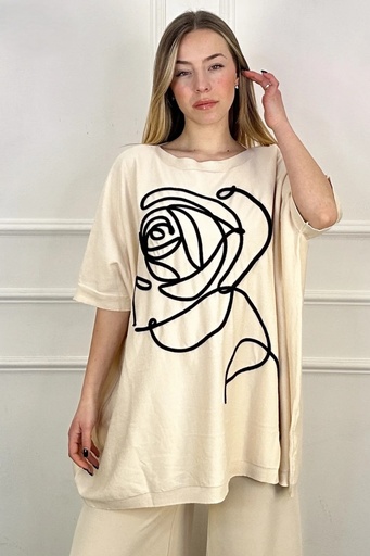 T-shirt Kurt line drawing rose