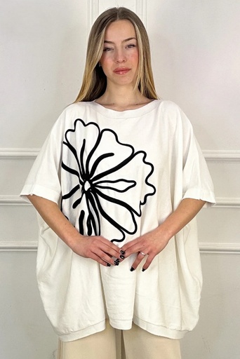 T-shirt Kinga line drawing flower