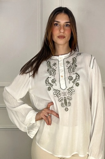 Blouse Jolene tunisian collar
