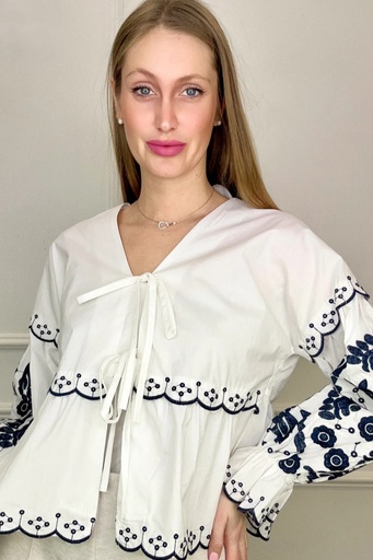 [10016358001] Embroidered blouse Jamy