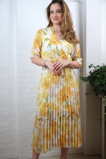 Robe longue plissée à fleurs Janske