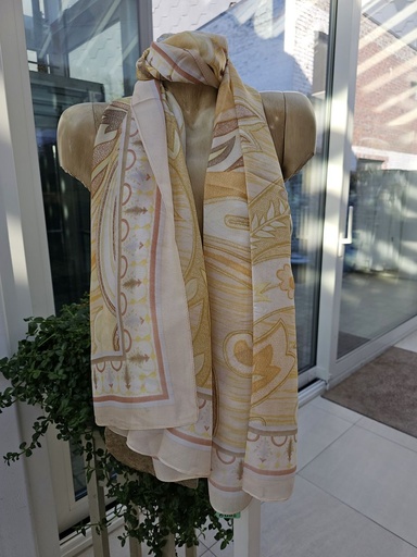 [10016431001] Satin scarf Jelka baroque flowers