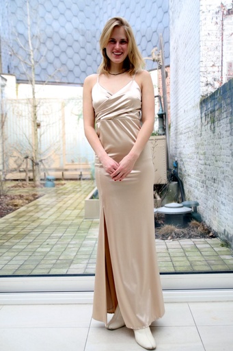 Long satin dress Jelka thigh full length