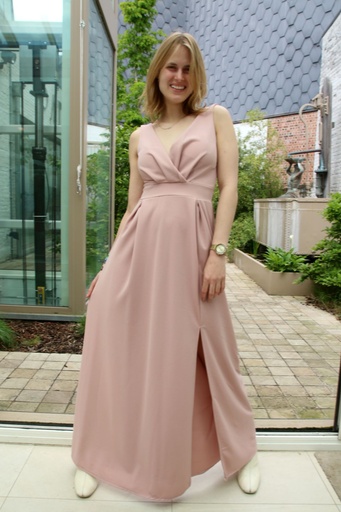 [10016443001] Long satin dress Justen