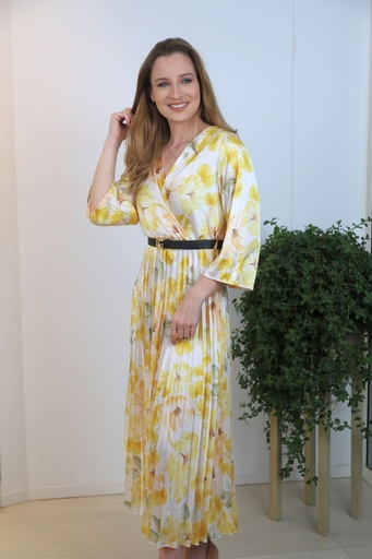 Robe longue en satin à fleurs Jazzy