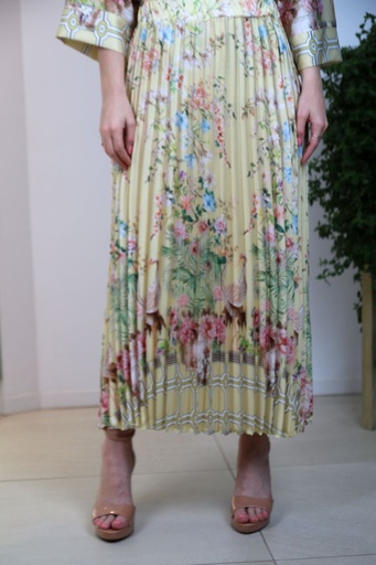 [10016530001] Jupe florale plissée Jorien grues