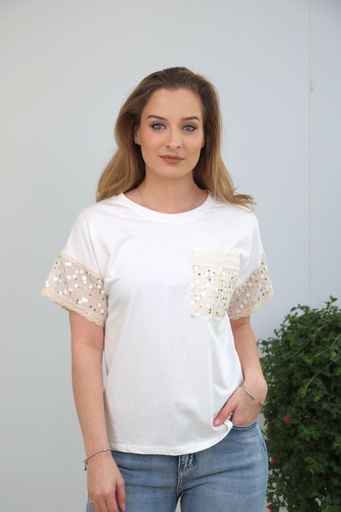[10016543001] T-shirt Kiyano sequins
