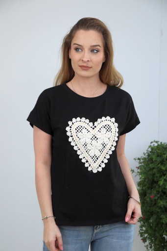[10016557001] T-shirt Keane perles de cœur