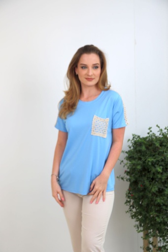 T-shirt Jytte ajour or crocheté
