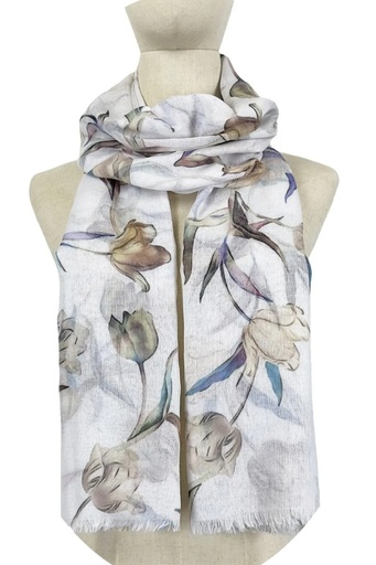 [10016595001] Foulard Janique tulipes sur maille