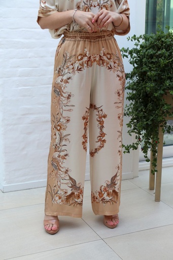 [10016584001] Pantalon évasé en soie plumes de faisan jurassiennes