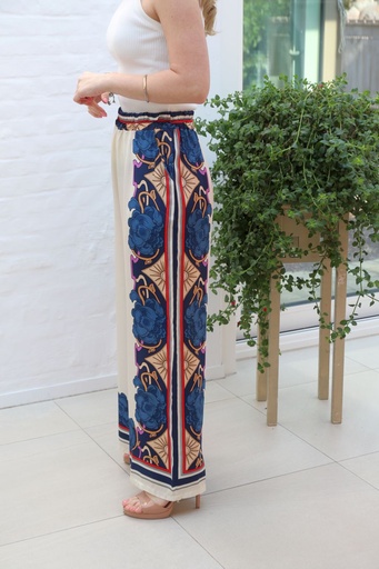 [10016575001] Pantalon en soie Jo-Ann cuisse gallon imprimé méduse