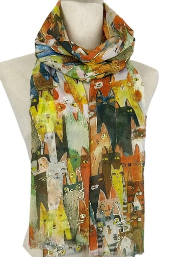 [10016571] Foulard Ka avec têtes de chat