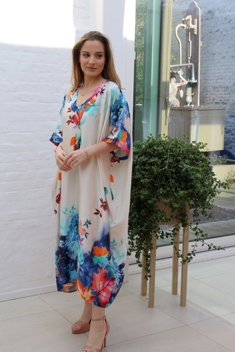 Robe longue en soie Jesiah col V