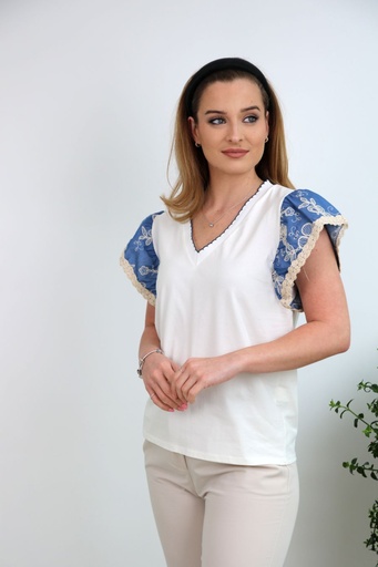 [10016651001] T-shirt Jaydan denim à manche courte