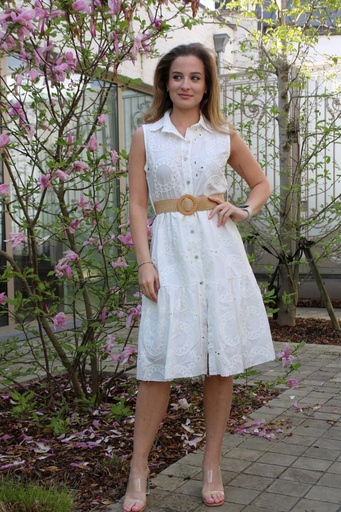 [10016686001] Embroidered shirt dress Keziah