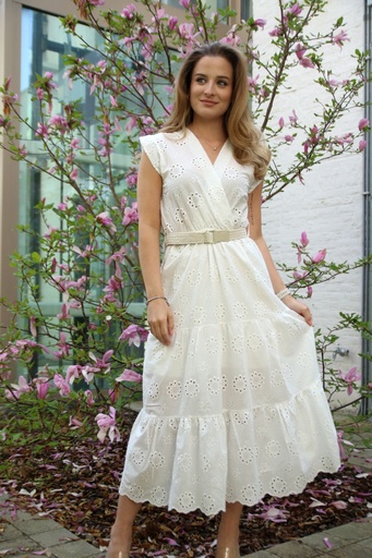 [10016685001] Embroidered overlap dress Kajsa
