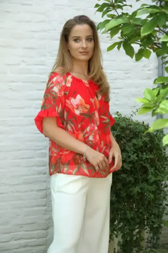 Blouse florale Jezz à l'épaule