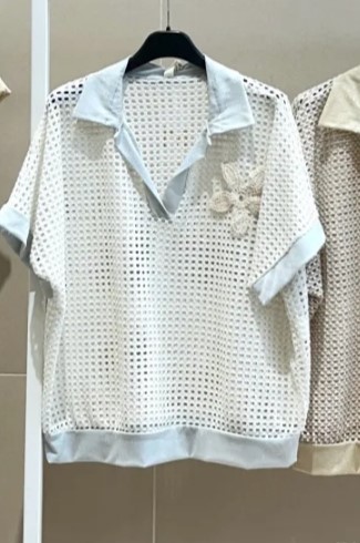 [10016758001] Openwork poloshirt Kasim