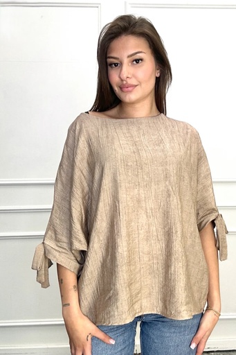 [10016781001] Blouse Jinne gefronst vleermuismouw