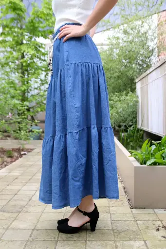 [10016818001] Jeans 3-traps klokrok Jildert gevlochten riem