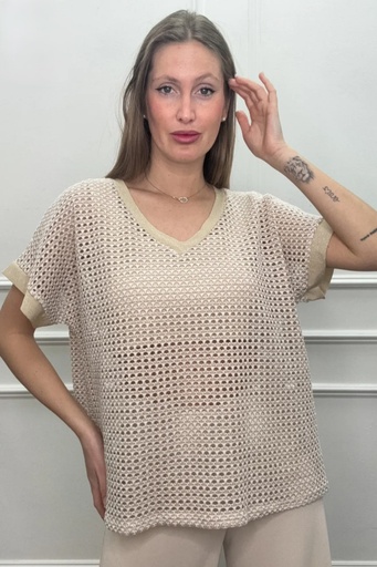 T-shirt Lurex ajour Julio col V