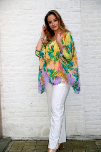 Silk tunic Jalina palm leaf print