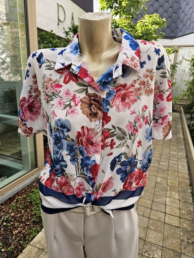 Blouse Josue gebloemd gestreepte zoom