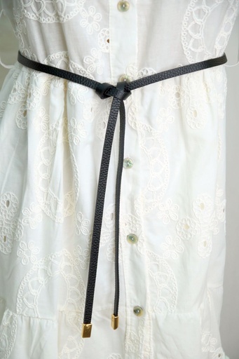 [10016907001] Ceinture fine Luuk en cuir de veau italien150 cm