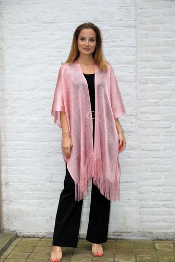 Lurex tricot jas Jade Lynn grof geweven franjes