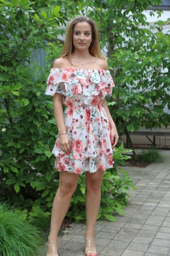 [10016941001] Off-shoulder rozenjurkje Kaio