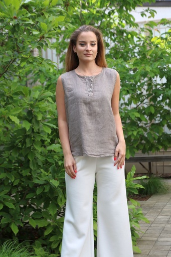 Mouwloze linnen blouse Jinx 3 nacrÃ© knoopjes