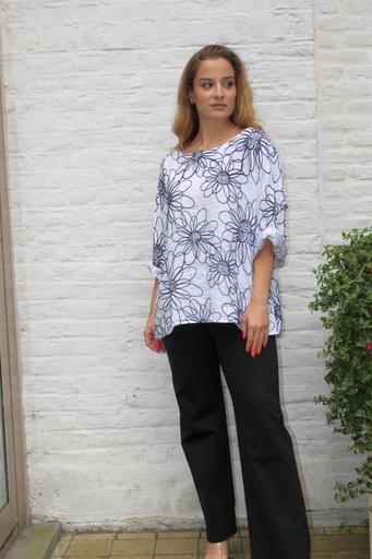 [10016978001] Blouse en lin Jorren nm100 wir war brodé feuille fleur