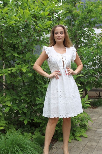 [10016973001] Robe d'été Jordin nm100 broderie anglaise 3 rubans de poitrine