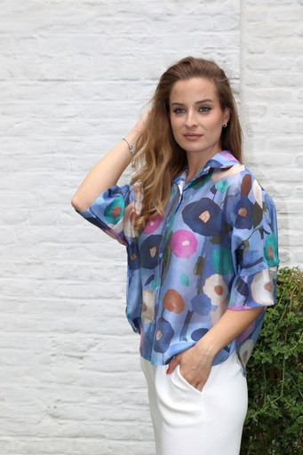 Blouse Juli nm85 floue fleurs peintes tencel
