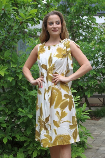 Robe d'été Jealynn nm100 imprimé fleurs et feuilles vaporeuses
