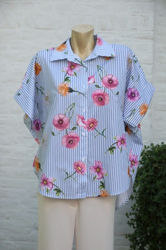 [10017000001] Tuniek Jerayno nm97 gelijnd en bloemen kraag