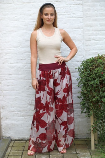Zijde flarebroek Jess-Lynn nm99 bloemenprint