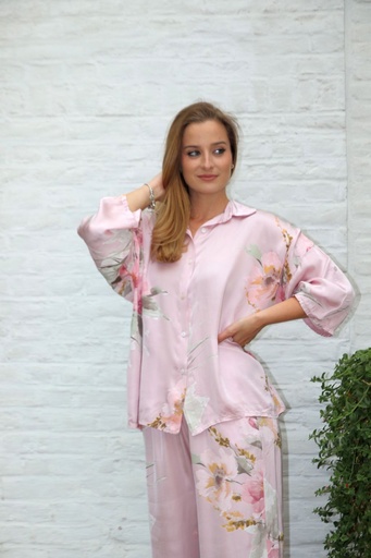 [10017115001] Blouse Jurren nm100 anemonenboeket kraag nacrÃ© doorgeknoopt