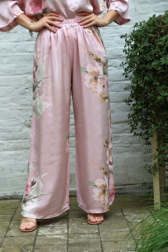 Satijnen gebloemde broek Jonny nm100 XL anemonen