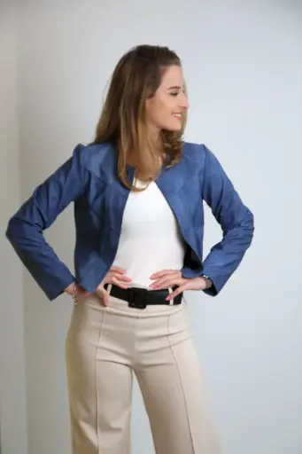 Eco leren jacket Mees denim print nm50