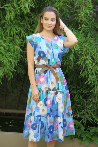 Katoenen jurk Jessley nm100 waterverfbloemen
