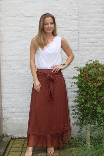 [10017148] Silk bell skirt Lynn nm99 double layer jersey waistband