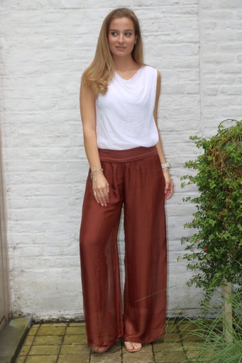 [10017143] Pantalon évasé en soie Lars nm98