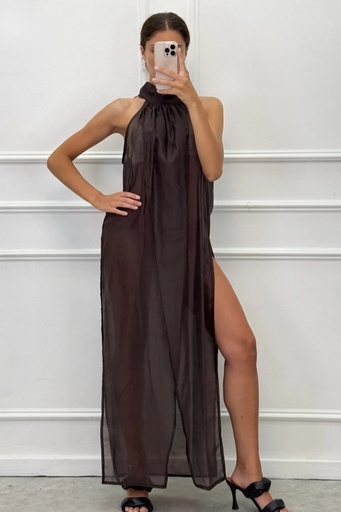 [10017170] Robe dos nu Mike fente haute