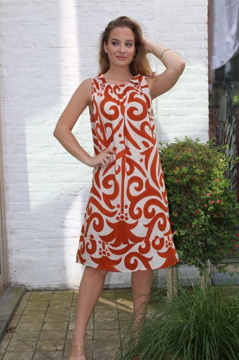 Zomerjurk Jerano nm100 oertekens print off-shoulder schouderstrik