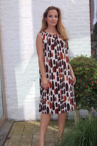 Zomerjurk Jamilla nm100 wazige pendules en ovaal print