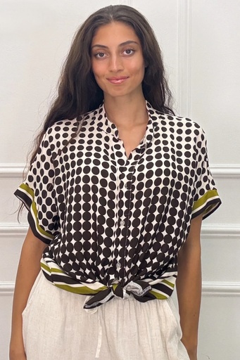 Blouse Lisanne nm100 dots Tunisian collar