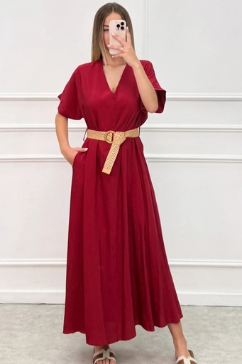 [10017190] Robe longue Luka nm87 Manches enveloppantes à col en V