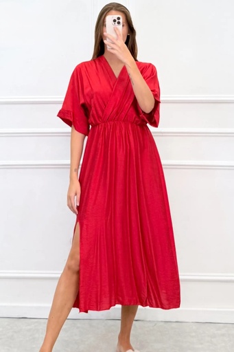 Dress Louise nm85 crossed V-neck split front